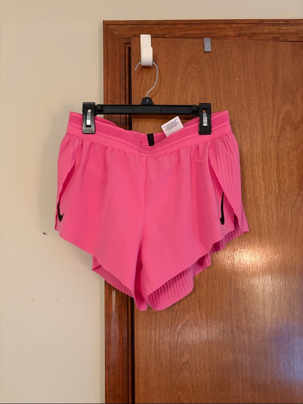 Nike Hot Pink Women's Athletic Shorts with Black Swoosh